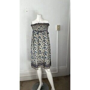 Sea New York Doe Silk Floral Smocked blue yellow paisley Midi Skirt size 6